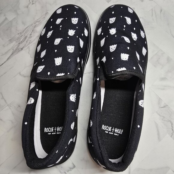 ROGUE + WOLF Ghost Party Slipons Size 10 M  11.5 W Vegan Canvas Shoes NEW Unisex - Picture 8 of 11